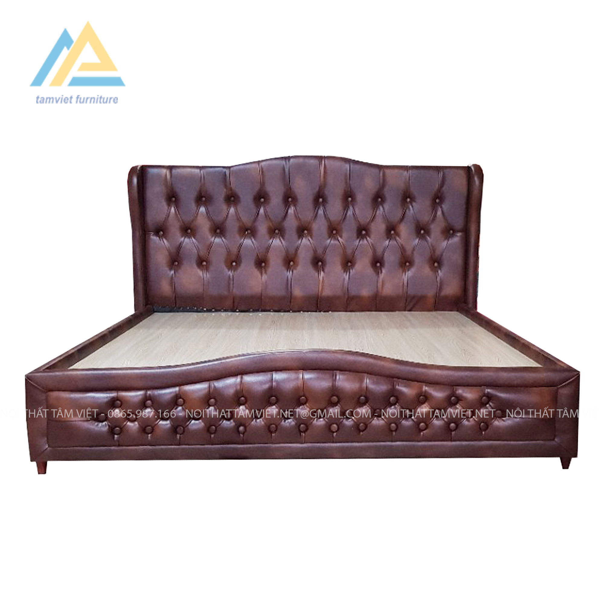 Giuong-boc-da-that Giường bọc da thật