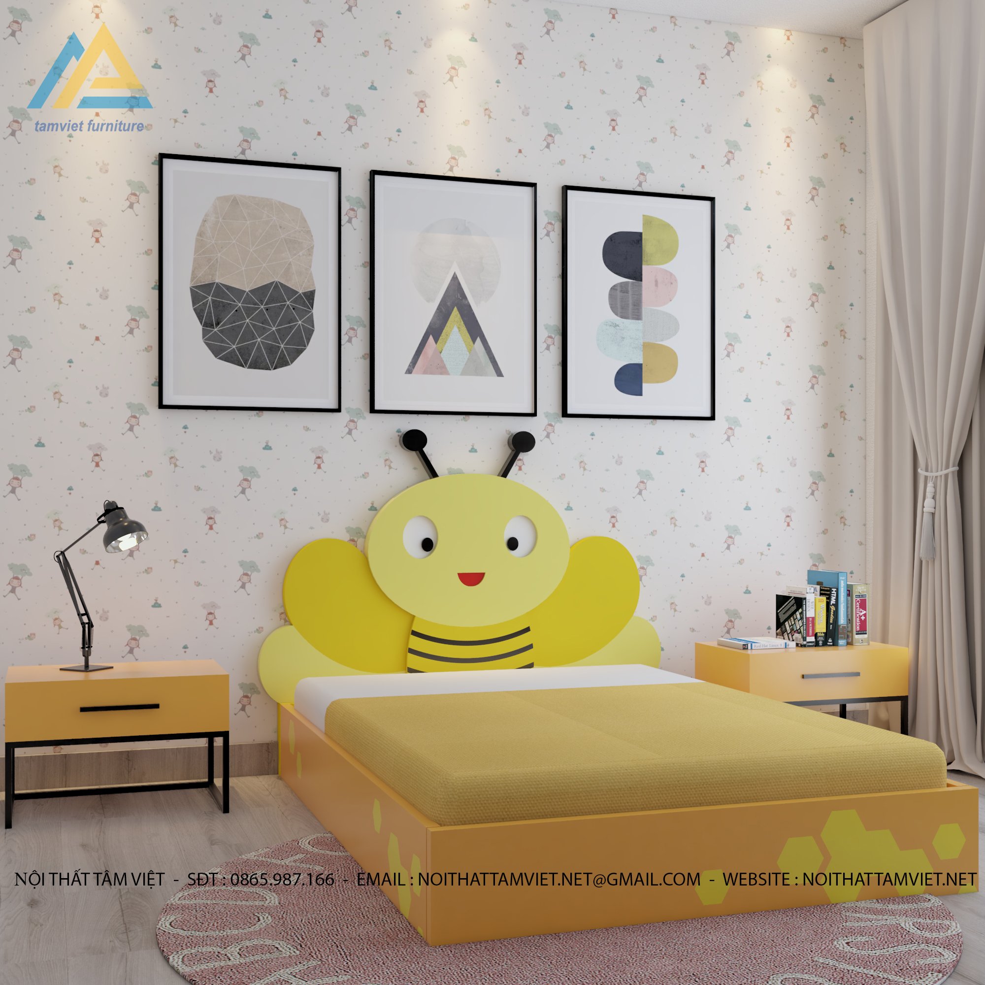 giường cho bé bằng gỗ công nghiệp Giuong-cho-be