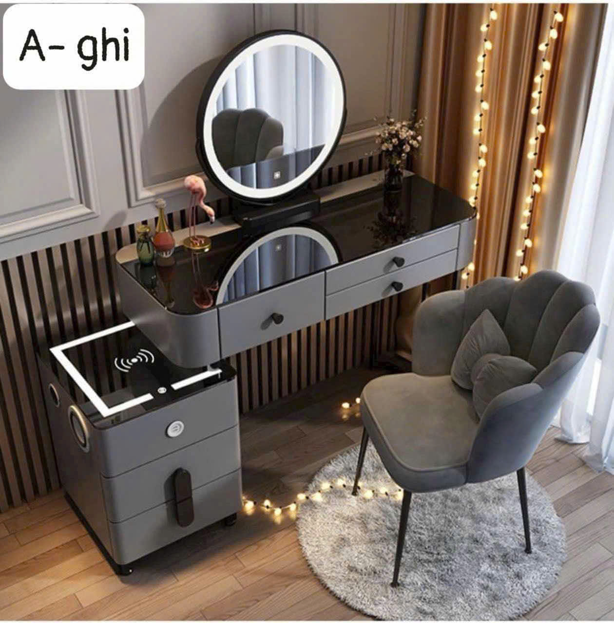 Bàn trang điểm có đèn led gỗ công nghiệp BTD-02