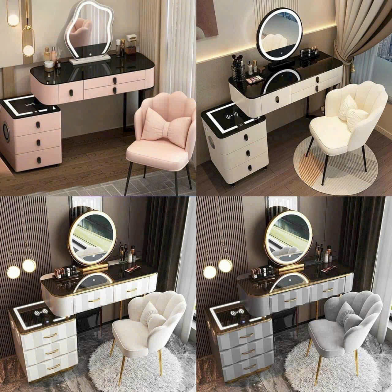 Bàn trang điểm có đèn led gỗ công nghiệp BTD-04