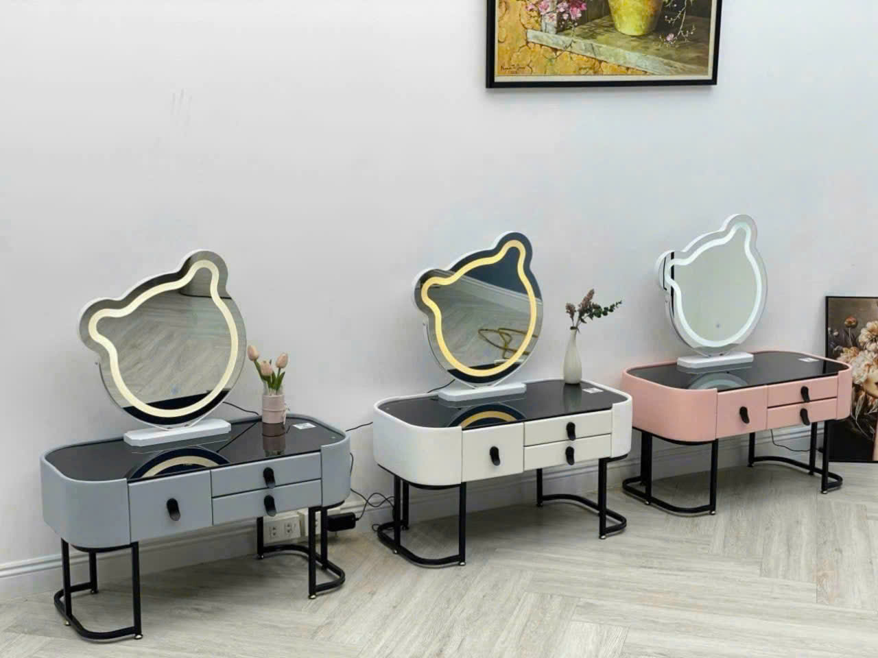 Bàn trang điểm có đèn led gỗ công nghiệp BTD-06