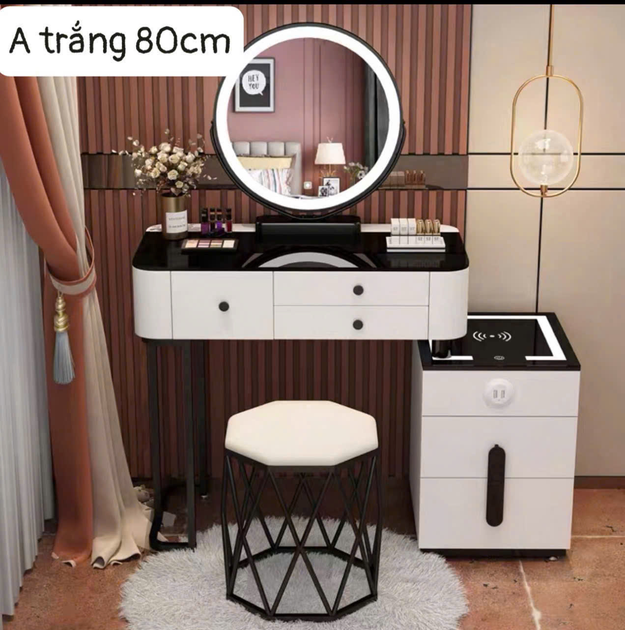 Bàn trang điểm có đèn led gỗ công nghiệp BTD-11