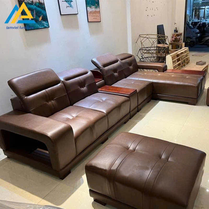 Bộ sofa da cao cấp màu nâu GD-06
