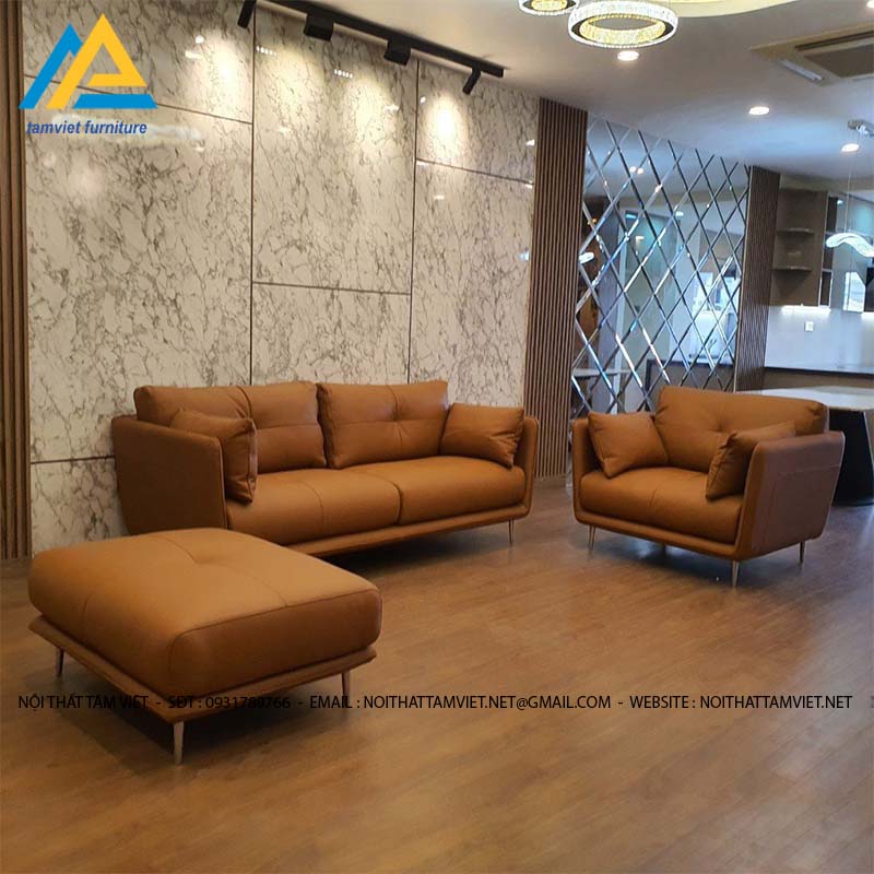 Bộ sofa da văng kèm ghế đôn GD-32