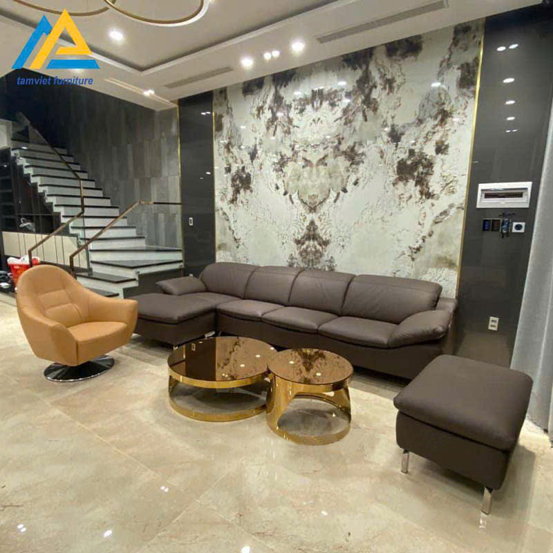 Ghế sofa da chữ L hiện đại GD-26