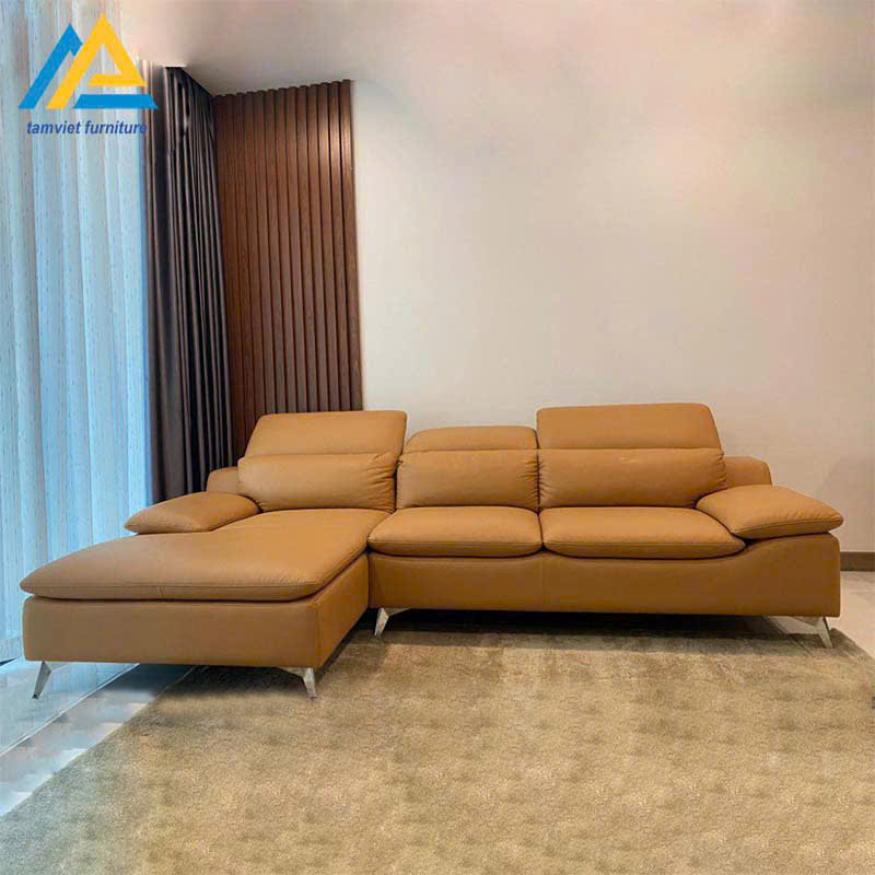 Ghế sofa da góc màu cam GD-28