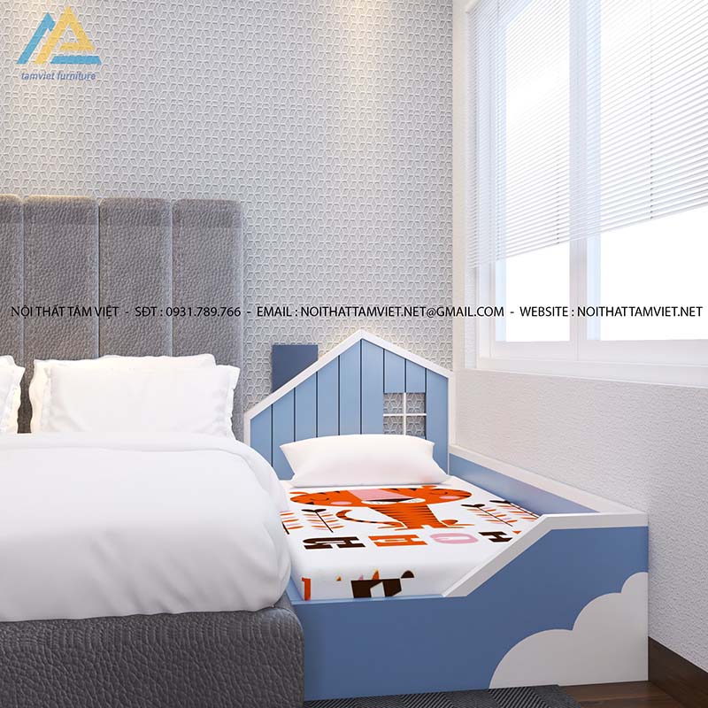 Giường ghép cho bé hình ngôi nhà Giường ghép cho bé hình ngôi nhà