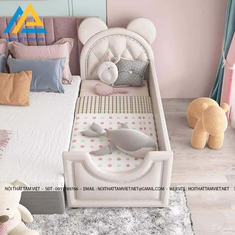 Giường em bé bọc da gỗ công nghiệp GTE-805