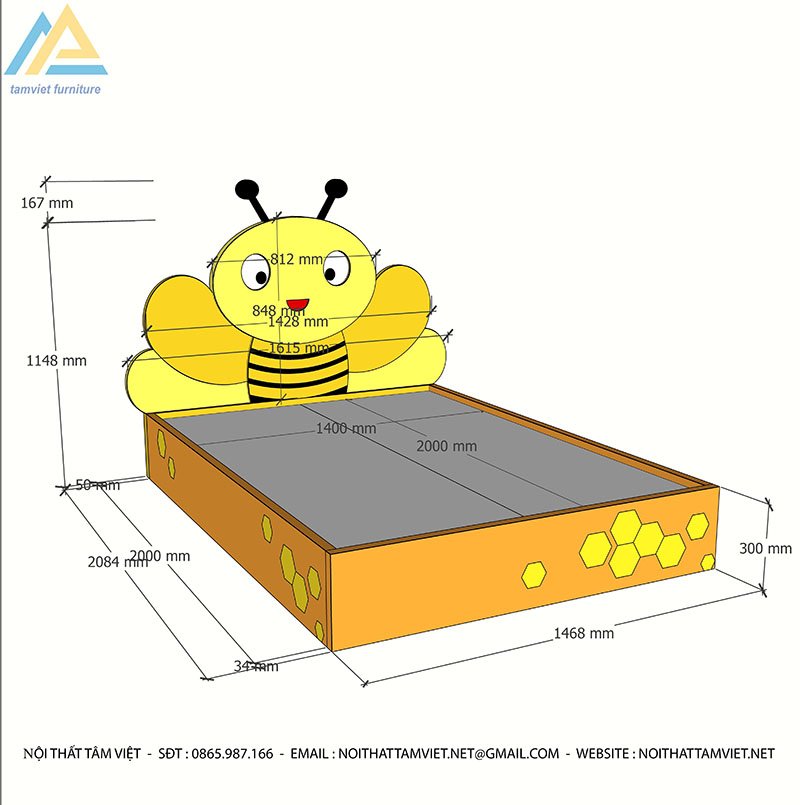 Giường trẻ con gỗ công nghiệp GTE-1208