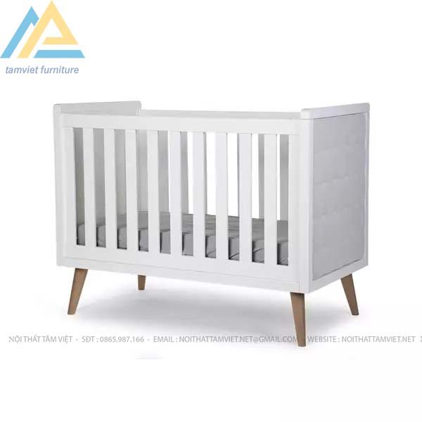 Cũi em bé gỗ công nghiệp bọc da CTE-608