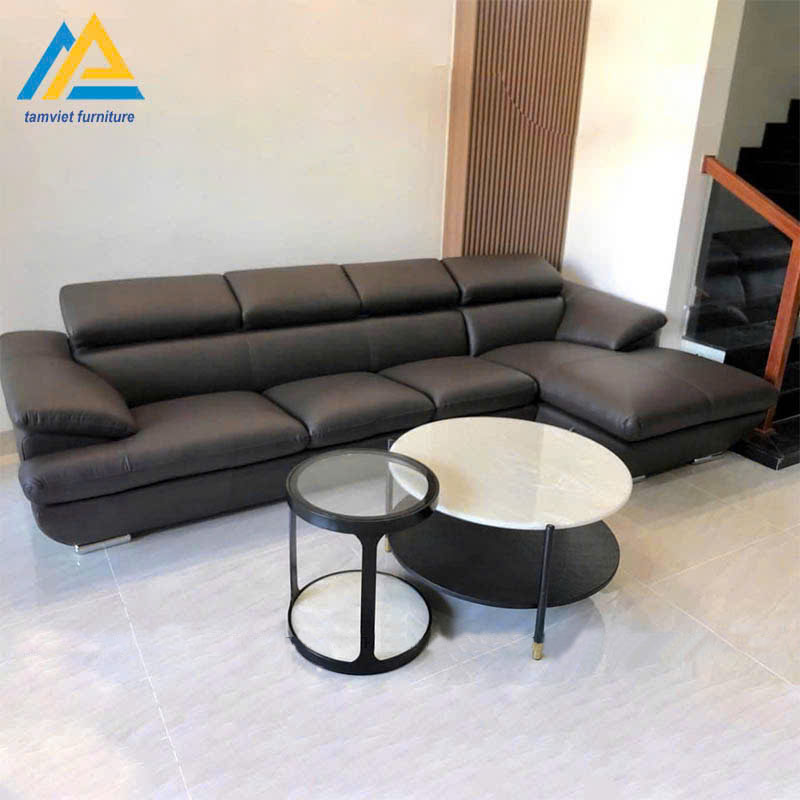 Sofa da chữ L hiện đại GD-16