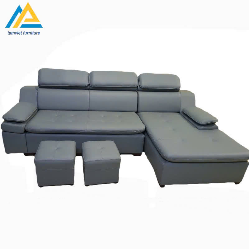 Sofa da chữ L kèm ghế đôn GD-04
