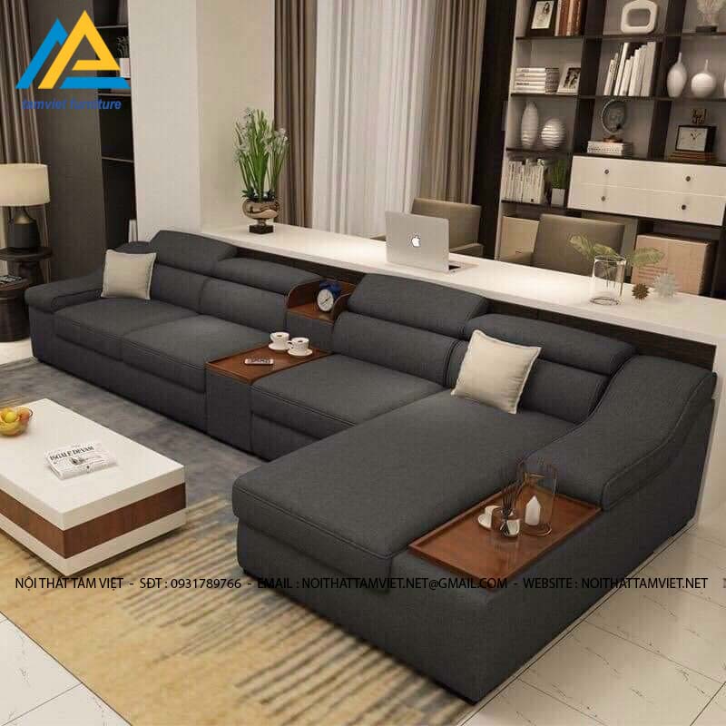 Sofa nỉ cao cấp màu đen GN-08