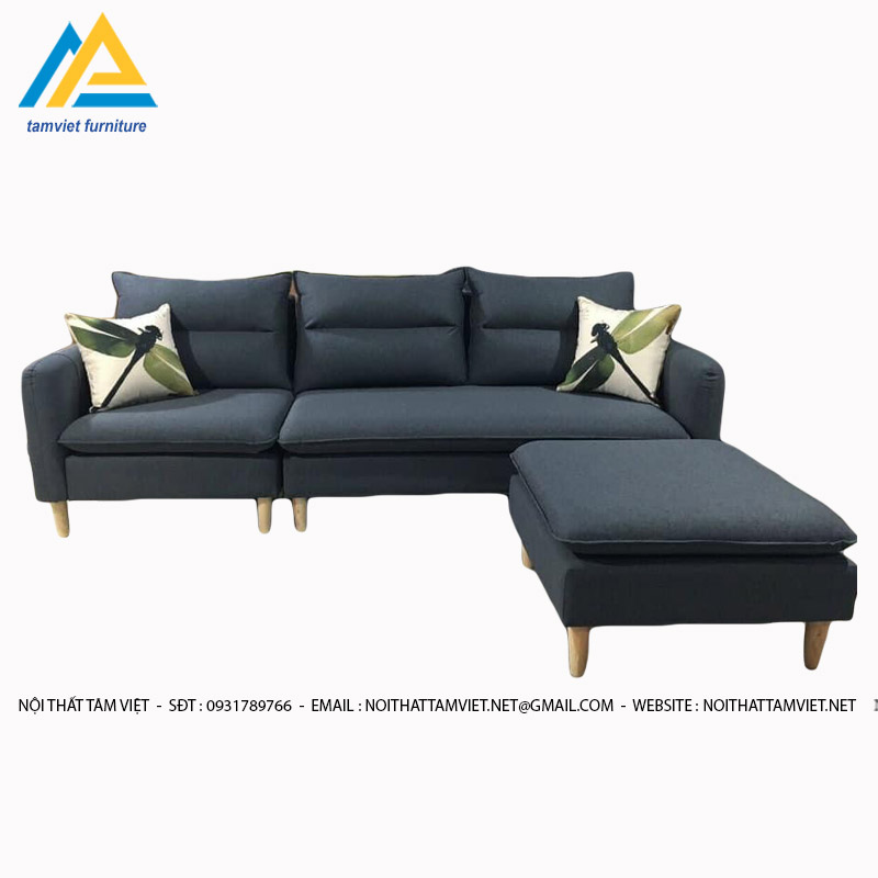 Sofa văng nỉ kèm ghế đôn GN-09